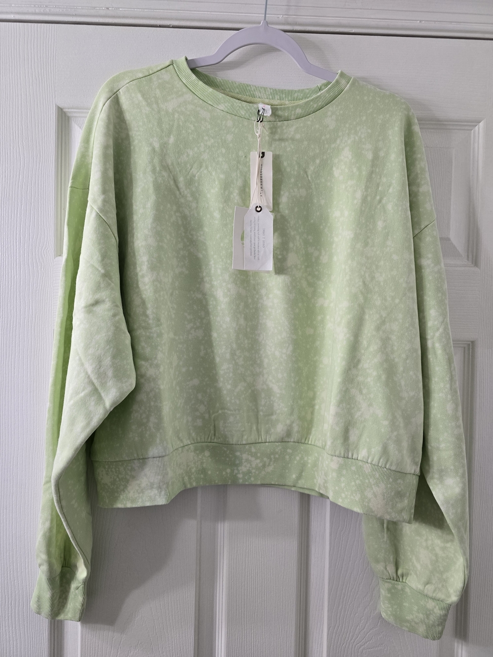 NWT Daily Practice Anthropologie Light Green Tie-Dye Sweatshirt - Large